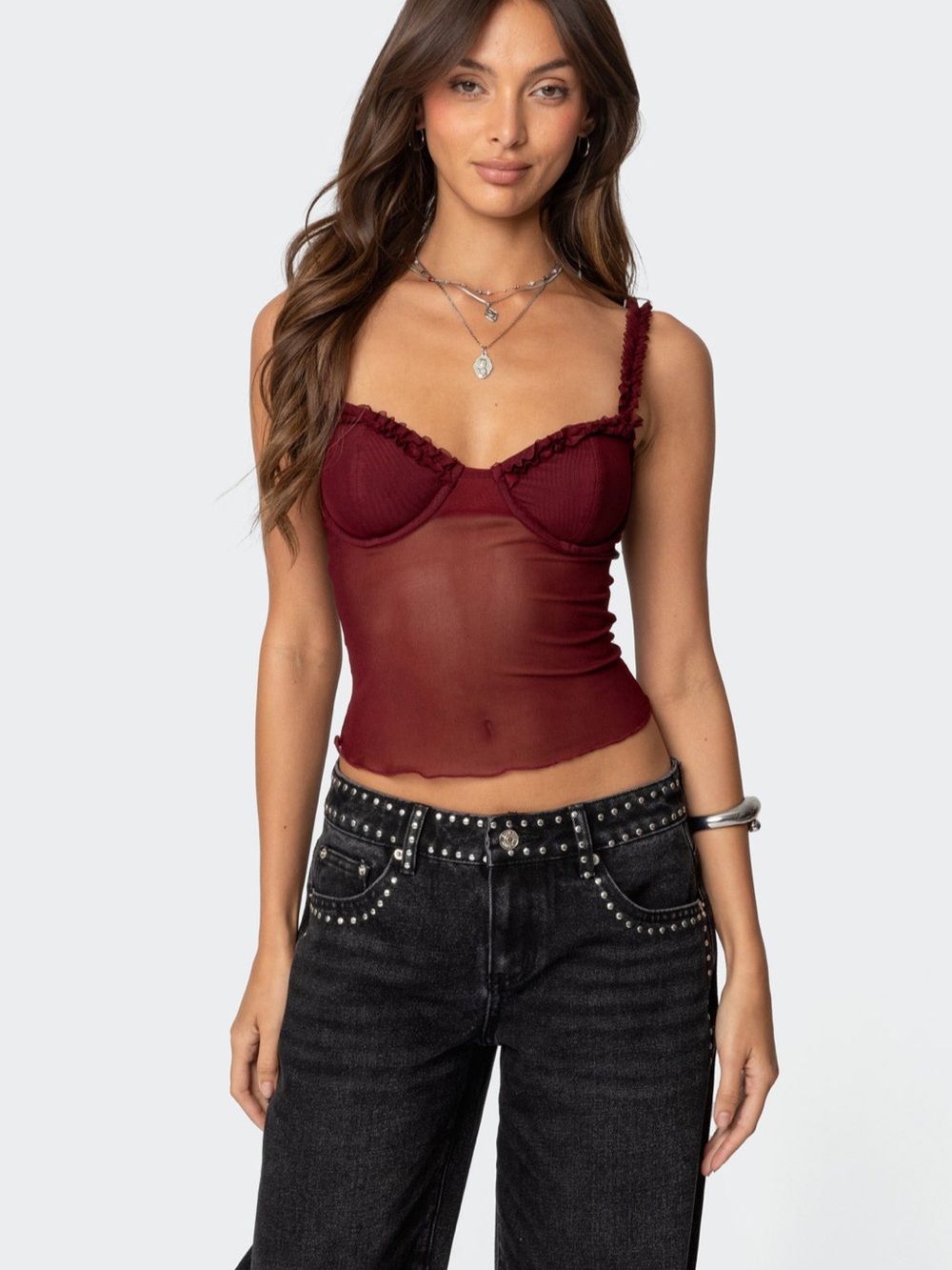 Edikted Mercy Sheer Mesh Bra Top